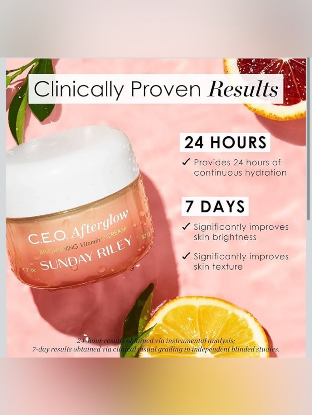 Sunday Riley C.E.O. Afterglow Brightening Vitamin C Cream Face Moisturizer 1.7oz - Picture 6 of 6